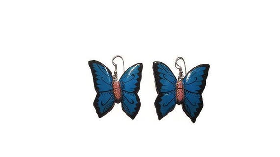 Butterfly Earrings handmade earrings wood earring… - image 1