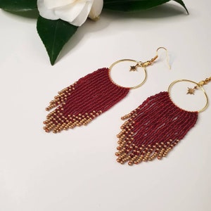 Seed beads fringe earrings