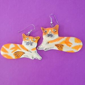 Wood Cat Earrings