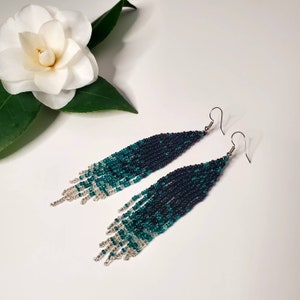 Seed beads fringe earrings