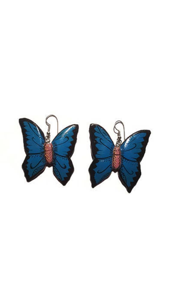 Butterfly Earrings handmade earrings wood earring… - image 2