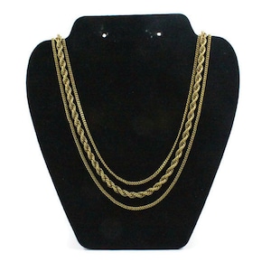 Vintage Monet Three Strand Gold Tone Chain Necklace - Super Long Gold Chain - Monet Twisted Rope Chain - Triple Strand Necklace