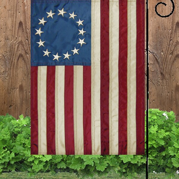 Betsy Ross Nylon Stitched TEA STAINED Garden Flag G2157