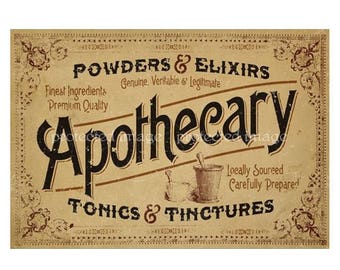 Large Vintage Style Apothecary Sign Label   * Instant Download   #546