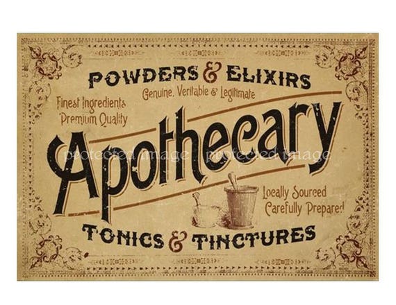 Large Vintage Style Apothecary Sign Label Instant Download | Etsy