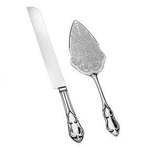 Wedding Cake and Knife Server Set, Vintage Filigree Elegant Silver Plated Design, Serverware Serving Set, Party Decoration Ideas