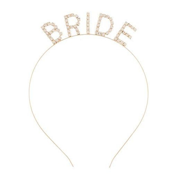 Rhinestone Bride Headband Bridal Shower Bachelorette Party Headbands (Gold Rhinestone)