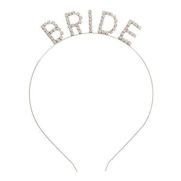 Rhinestone Bride Headband Bridal Shower Bachelorette Party Headbands (Silver Rhinestone)