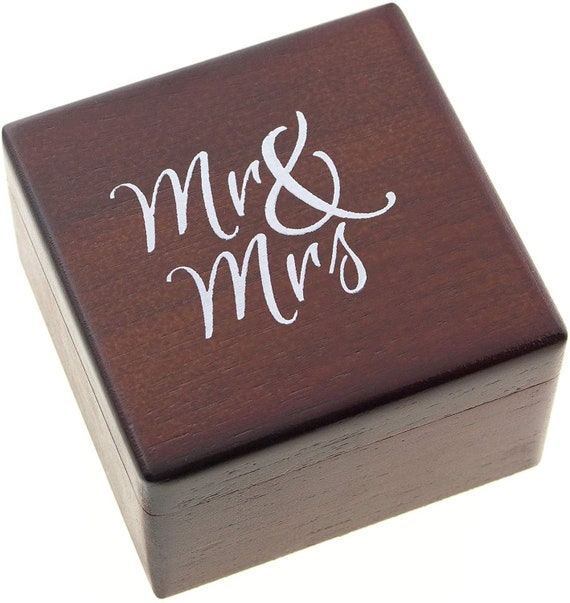 thumbnail image 2 of Wooden Mr & Mrs Ring Box - Rustic Wedding Ring Case For Ceremony & Engagement 2 of 9