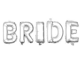 Non-Floating 13 inch Bride Letter Balloons Bridal Shower Bachelorette Party Decorations (Silver)