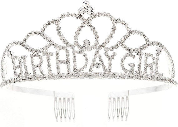 Birthday Girl Tiara Silver Crown Women Party -