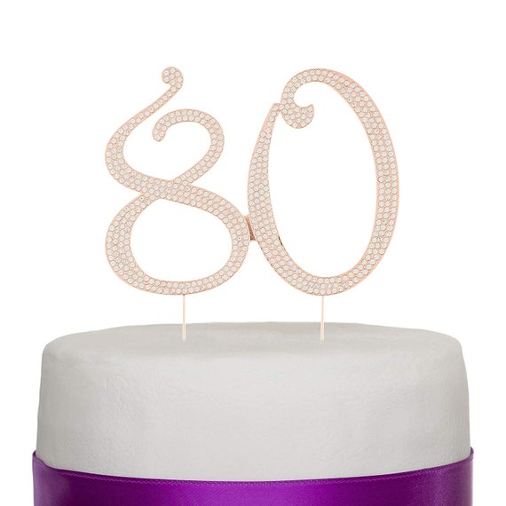80th 80 DIAMANTE RHINESTONE CAKE TOPPER CRYSTAL NUMBER PICKS Birthday Anniversar 