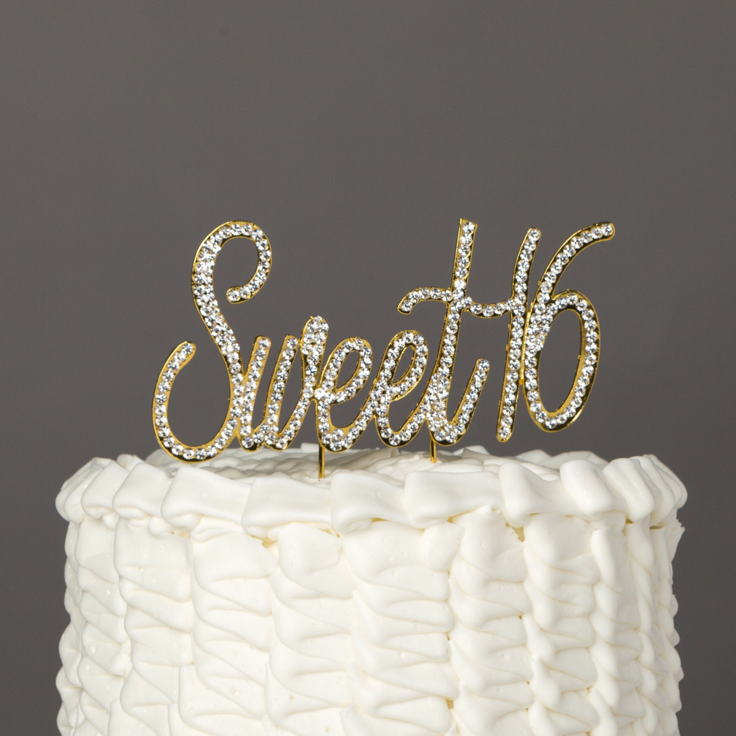 Download Sweet 16 Cake Topper 16th Birthday Gold Rhinestone Number ...