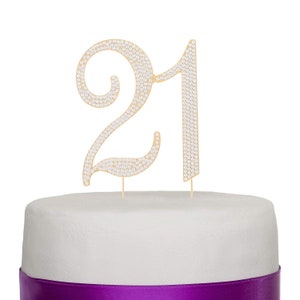 21 Cake Topper, 21st Birthday Party Decorations, Gold Crystal Rhinestone Metal Number, Decoration Ideas & Party Supplies, Centerpiece
