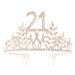 Rose Gold 21 Tiara, 21st Birthday Party Supplies and Accessories for Women, Rose Gold Metal Crown with Combs, Vine Design 