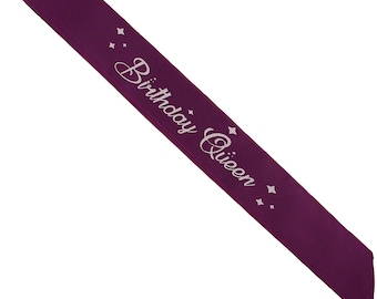 Birthday Queen Sash Party Accessories for Happy Birthday Girl Sashes for Women, Teens, Girls (Birthday Queen Purple Sash)