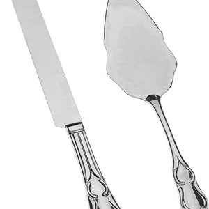 Cake Knife & Server Set for Engraving, Personalize Wedding Cake Cutting Set, Anniversary Vintage Supplies (Elegant Silver Engravable)