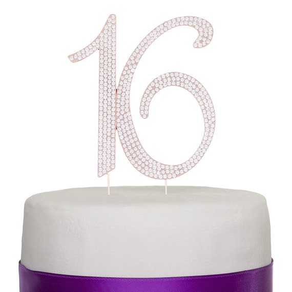 Sweet 16 Rose Gold Cake Topper Sixteen 16th Birthday Etsy