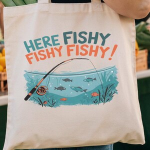 Angeln Einkaufstasche, Geschenk für Fischer, Angeln Geschenk für Papa, Fisch-Liebhaber-Einkaufstasche, wiederverwendbare Einkaufstasche, umweltfreundliche Tasche, Papa Geschenk