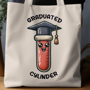 Graduated Cylinder Tote Bag, Science Teacher Gift, Unique Chemistry Design, Funny Graduation Gift, Laboratory Inspired Bag, Gift Idea