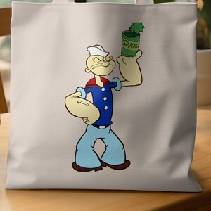 Popeye Tote Bag, Gift for Comic Fans, Retro Bag,  Fun Unique Tote Bag, Durable and Reusable Bag, Perfect for Shopping or School, Stylish