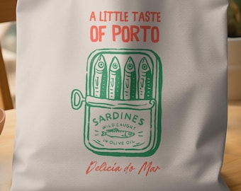 Porto Sardines Canvas Tote Bag | Kustportugal-toteväska för stranddagar