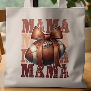 Football Mom Tote Bag, Mama Football Tote, Sports Mom Bag, Football Gift for Her, Personalized Mama Bag, Game Day Tote, Mom Life Bag