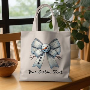 Winter Snowman Tote Bag, Cute Snowman Gift, Christmas Shopping Bag, Reusable Grocery Bag, Holiday Tote, Frosty Friends Bag, Christmas Gift