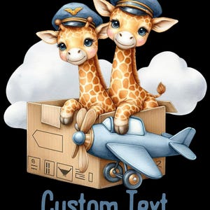 Lindas jirafas en una caja de cartón con una bolsa de mano con forma de avión, adorable bolsa de mano con ilustración de animales, divertida y extravagante bolsa de mano para regalo