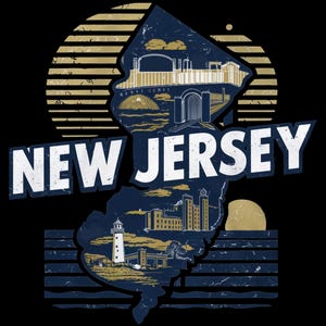 Draagtas kaart New Jersey, draagtas staat monument illustratie, uniek cadeau New Jersey, herbruikbare boodschappentas, draagtas strand, reistas