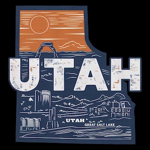 Utah State Tote Bag Great Salt Lake Souvenir Utah Skyline Printed Bag Scenic Utah Gift Eco-Friendly Shopping Bag Reusable Utah Themed Tote