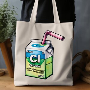 Milk Carton Tote Bag, Unique Chemistry Lover Gift, Science Humor Tote, Quirky Grocery Bag, Cool Chemist Present, Science Nerd Gift,