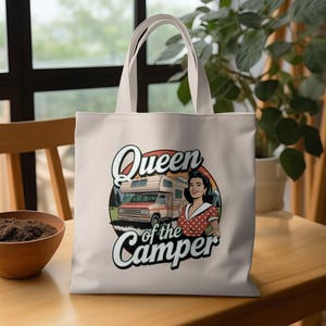 Retro Camper Tote Bag, Vintage Camping Design, Perfect for Campers, Unique Camper Gift, Outdoor Adventure Tote, Glamping Tote Bag