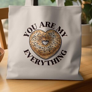 You Are My Everything Tote Bag, Heart Design Tote Bag, Inspirational Quote Bag, Chic Cotton Canvas Bag, Reusable Shopping Bag