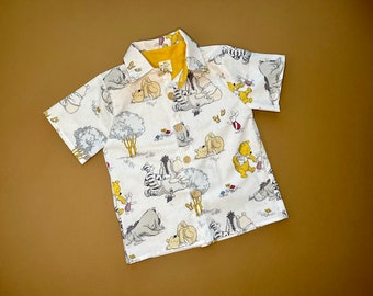 Winnie the Pooh Boys Dress Button down shirt in short or long sleeves