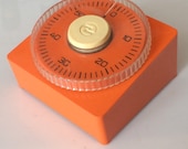 Vintage Plastic Mark Time 60min Kitchen Timer in Orange - 1970 39 s