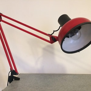 Vintage Finland Dark Red Architect Lamp LIVAL P12- 1980s - Industrial Lighting