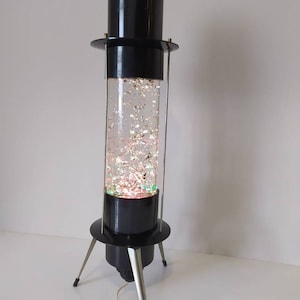 Vintage 70s Glitter Lava Lamp Black Bakelite Kinetic Desk Lamp