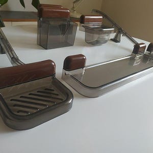 NOS Vintage 1970s Plastic Bathroom Set Mid Century Modern Smoked Brown