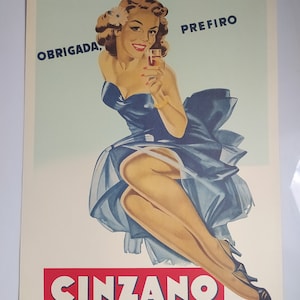 Manifesti originali vintage Obrigada Prefiro Cinzano - Ages Arti Grafiche-Torino - Rare condizioni