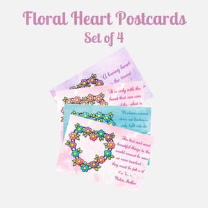 CARTES POSTALES CUR FLORAL - Cartes postales inspirantes - Lot de 4 cartes postales positives - Cartes postales citations célèbres - Papeterie et plus - Snail Mail