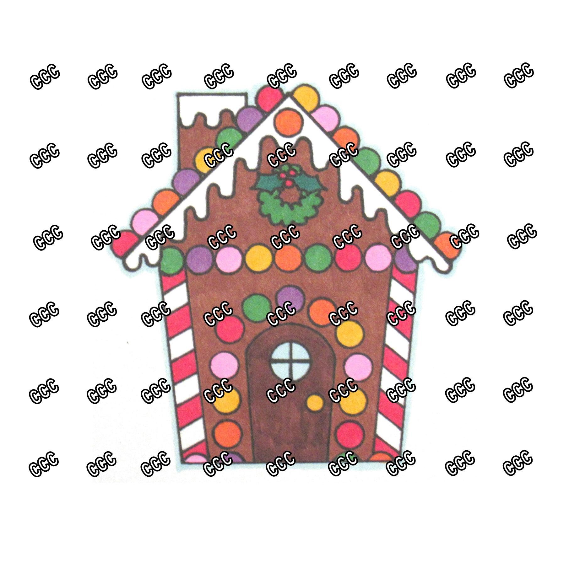 Gingerbread House Digital Stamp Hand Drawn Digital Stamp for Etsy