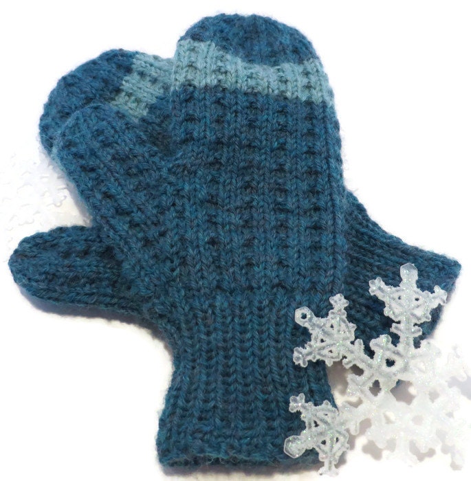 HAND KNIT Teal MITTENS / Hand Knit Mittens / Handmade Mittens Etsy