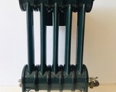 Vintage gaskachel. stove. Antique iron heater. Gas. Unique Green enamel heater. Rare vintage item. Made by Ega Polenz. Industrial man cave.