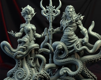 Cecaelia, Male and Female Resin Miniature - for D&D Dungeons and Dragons or Tabletop Gaming, Pathfinder