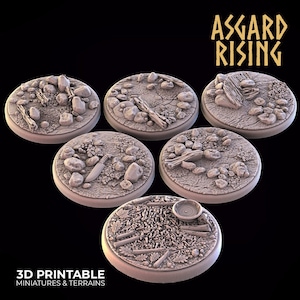 Sand or Shore Themed Bases 25/28/30/32mm Round Base Set of 6, Diorama Display Base Asgard Rising, Table Top Gaming, RPG