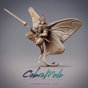 Mothfolk Lancers - Noctuoidea Lanceolaria 01, Cobramode Dungeons and Dragons/ RPG /Resin Miniature/Pathfinder/32mm/54mm