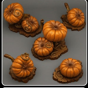 Giant Pumpkins Terrain Set of 5 Dungeons and Dragons, Pathfinder, Tabletop Gaming 28/32mm Terrain RPG