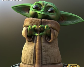 Grogu Valentine/Baby Yoda Valentine 3D Gedruckt Figurine unbemalt Kit
