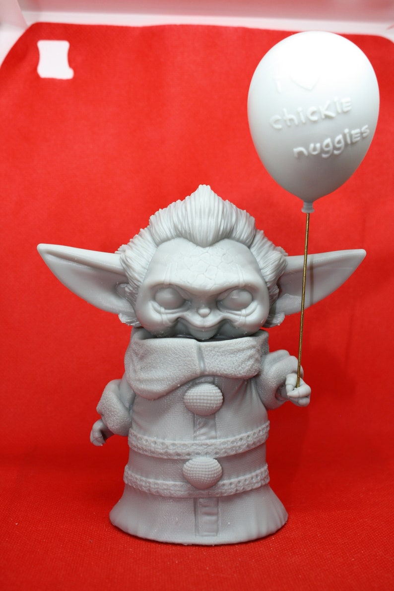 Baby Pennywise /Baby Yoda Mash Up UNPAINTED Resin 3D Printed Figurine image 2